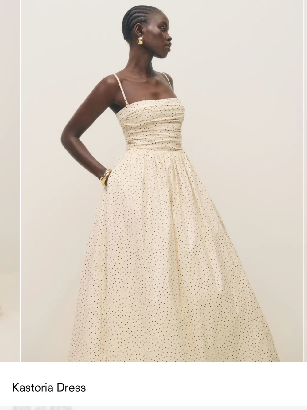 Reformation Kastoria “Salt and Pepper” Polka Dot Convertible Formal Gown - Sz 12